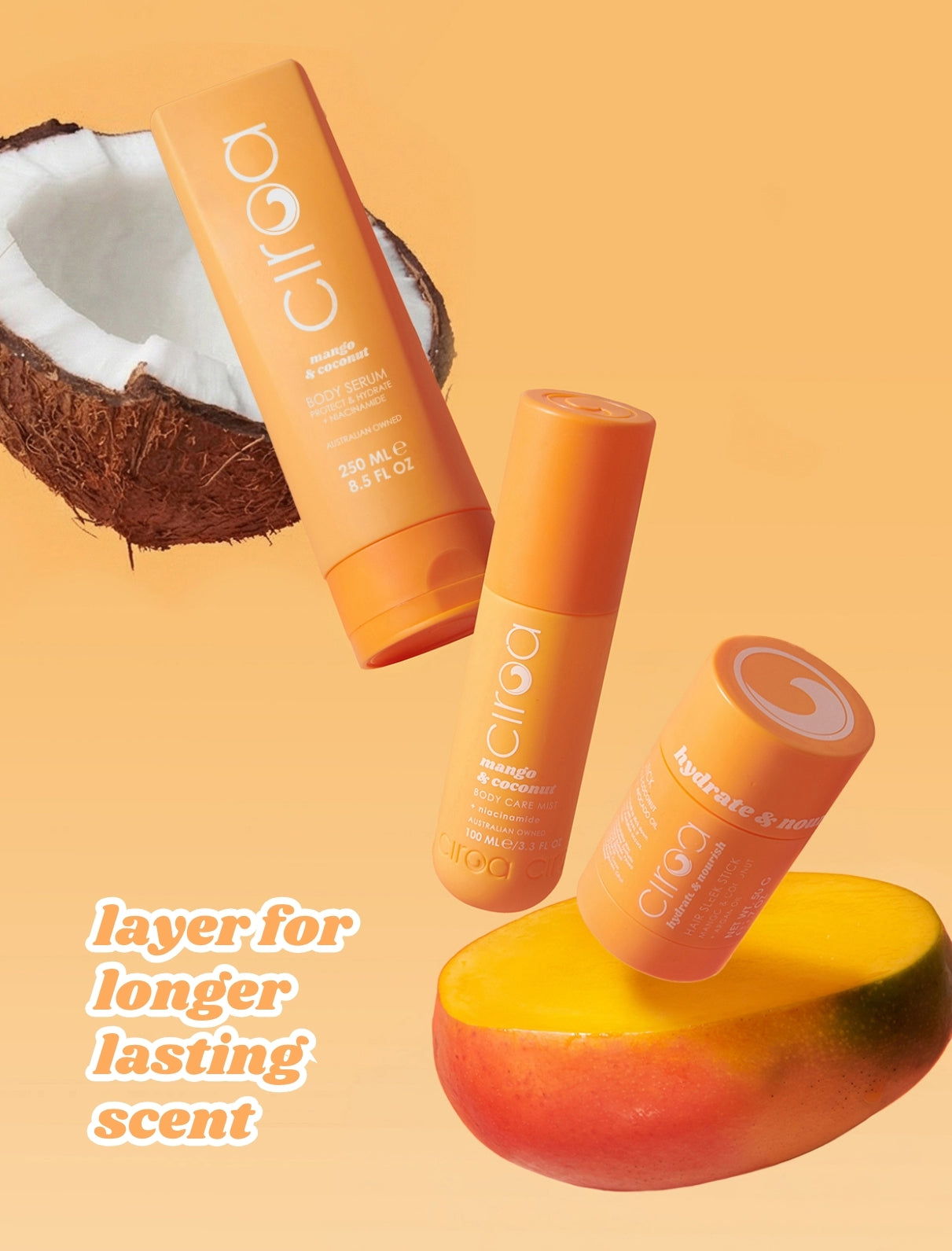 Mango & Coconut Bodycare Mist, Body Serum & Sleek Stick