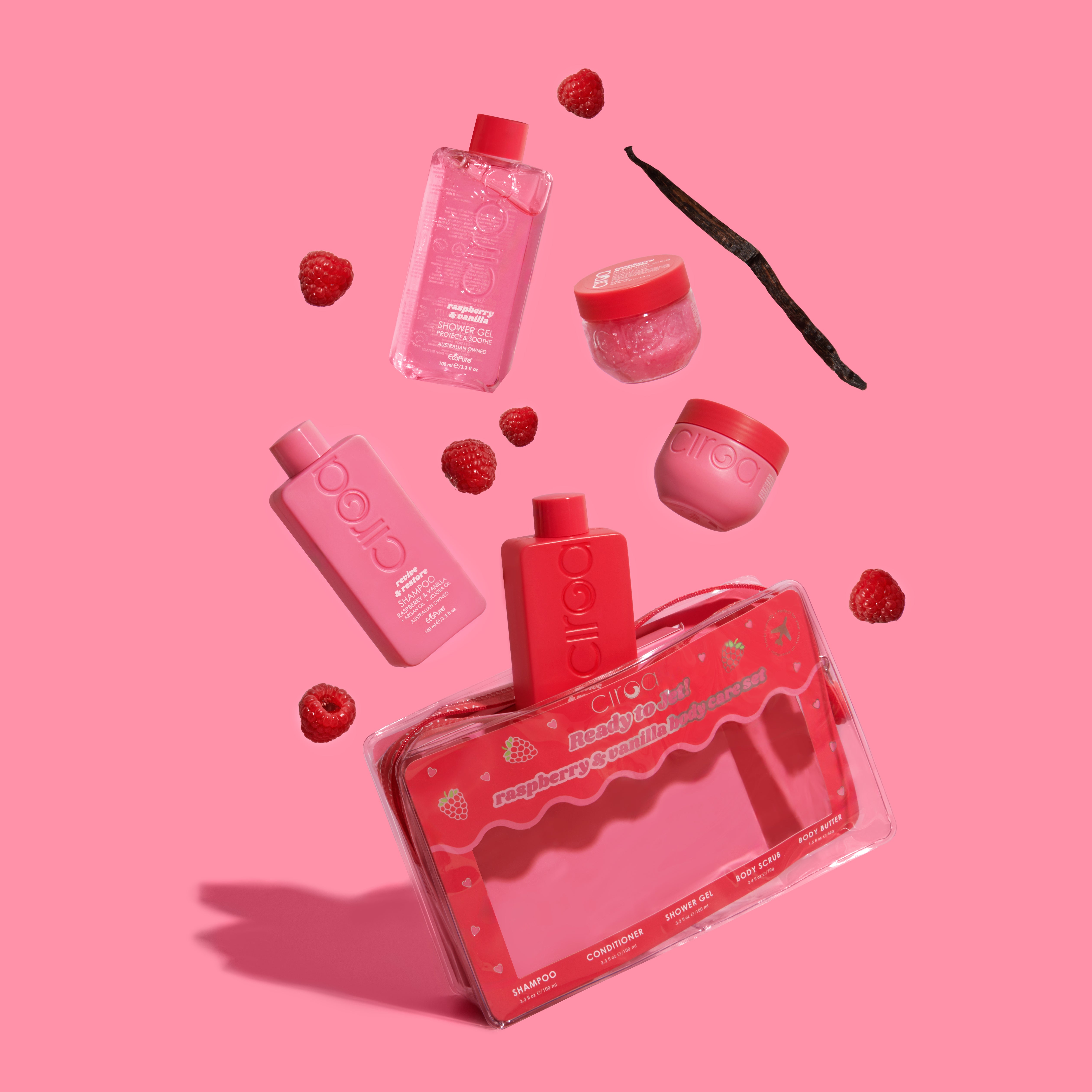 Deluxe Raspberry & Vanilla Bundle - Raspberry & Vanilla Shower Gel + Body Scrub + Body Butter + Travel Set