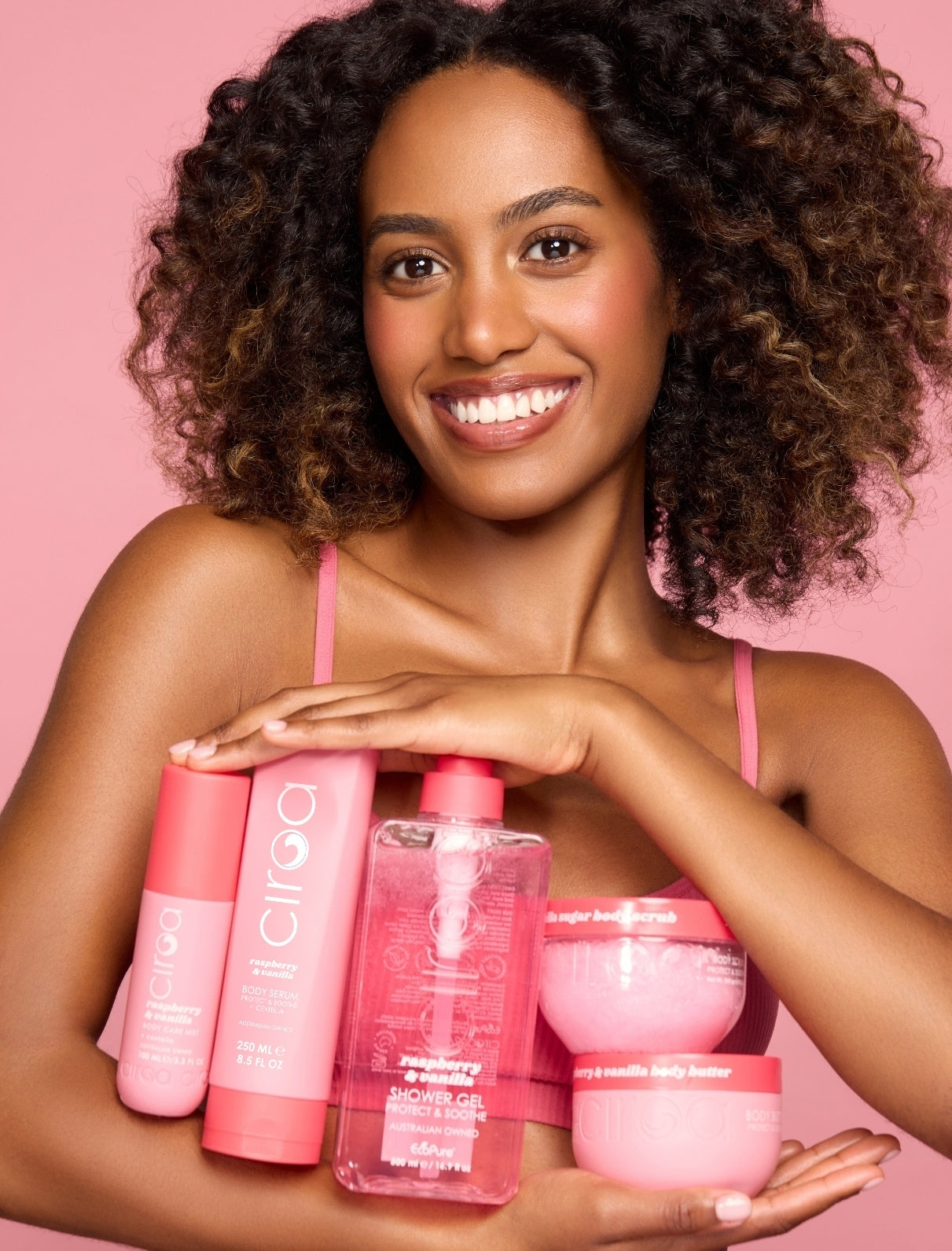 Raspberry & Vanilla Shower Gel, Body Scrub, Body Butter, Bodycare Mist & Body Serum
