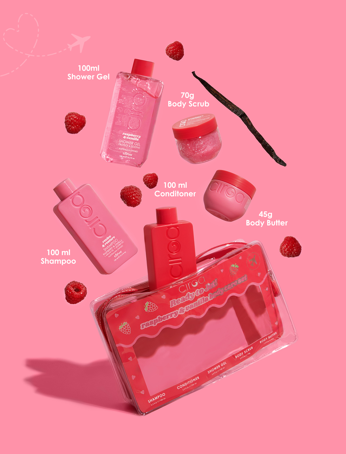 Raspberry & Vanilla Travel Set