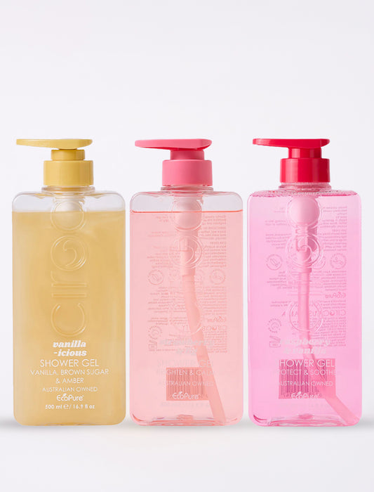 Berrylicious 3x Shower Gel Bundle - Raspberry & Vanilla, Strawberry & Fig, & Vanilla-icious 500ml
