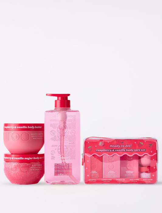 Deluxe Raspberry & Vanilla Bundle - Raspberry & Vanilla Shower Gel + Body Scrub + Body Butter + Travel Set